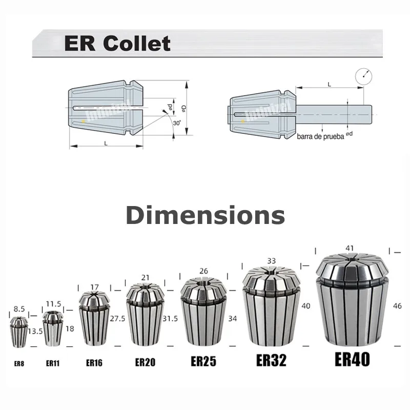 ER11 ER16 ER20 ER25 ER32 ER40 Collet Chuck Engraving Machine Spindle Milling Cutter CNC Lathe Tool Drill Collets Chuck ER Collet