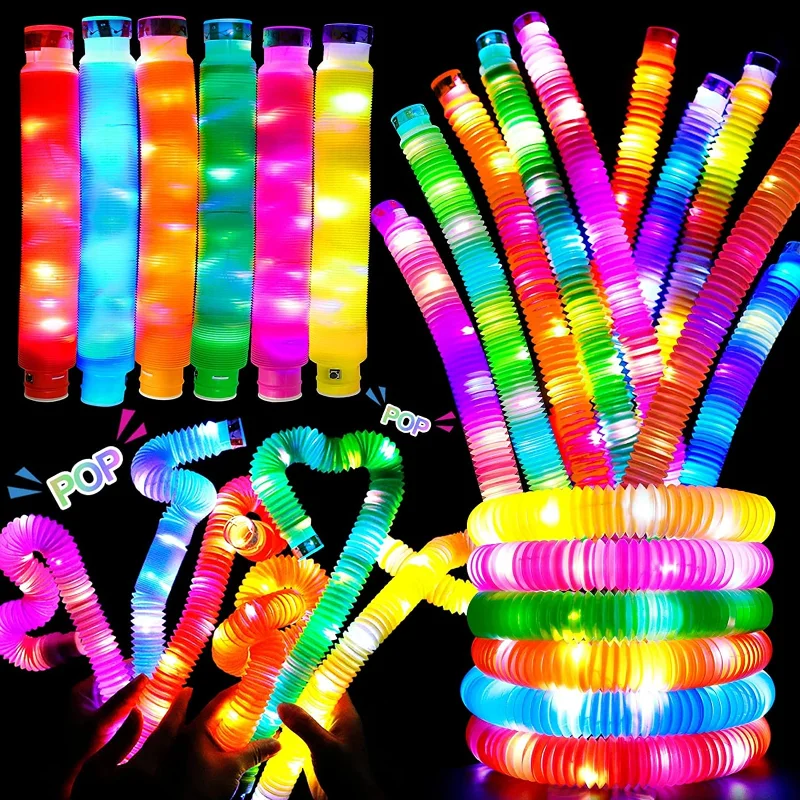 FTZ Plastic Fidget Pop Tube Toys for Children Adults Sensory Tools Sensory Led Luminescence Halloween Toys Gathering Equipment