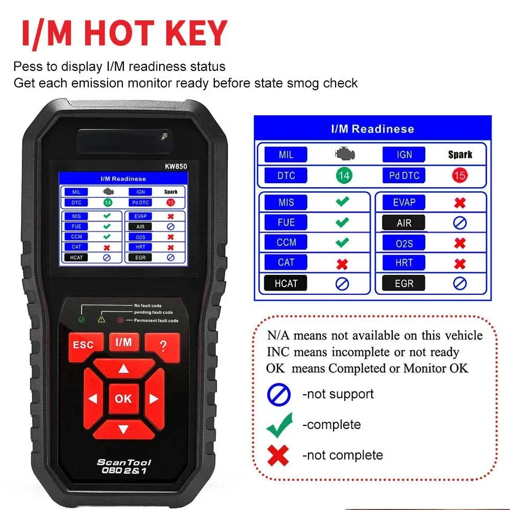KONNWEI KW850 Professional OBD2 Scanner Check Engine OBDII Full Functions Code Reader Car Diagnostic Scanner Tools PK CR3001 view 3