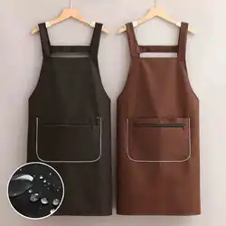 Waterproof Oil Cooking Apron Chef Aprons For Women Men Kitchen Apron With Front Pocket Dishwashing Cleaning Accessories Aprons