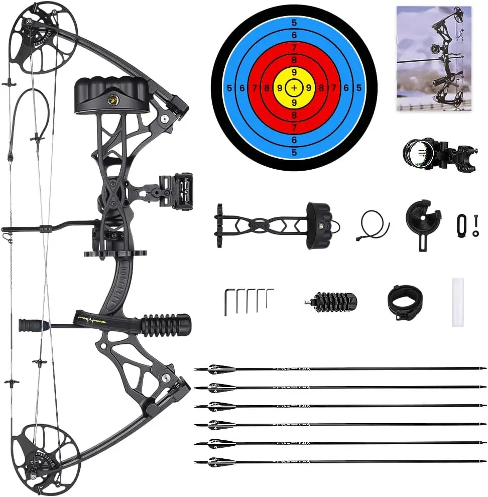 

Compound Bow Package for Adults and Teens, 0-70 Lbs Draw Weight,23.5\\"-31\\" Draw Length,Limbs Made in USA,Lightweight Design,A