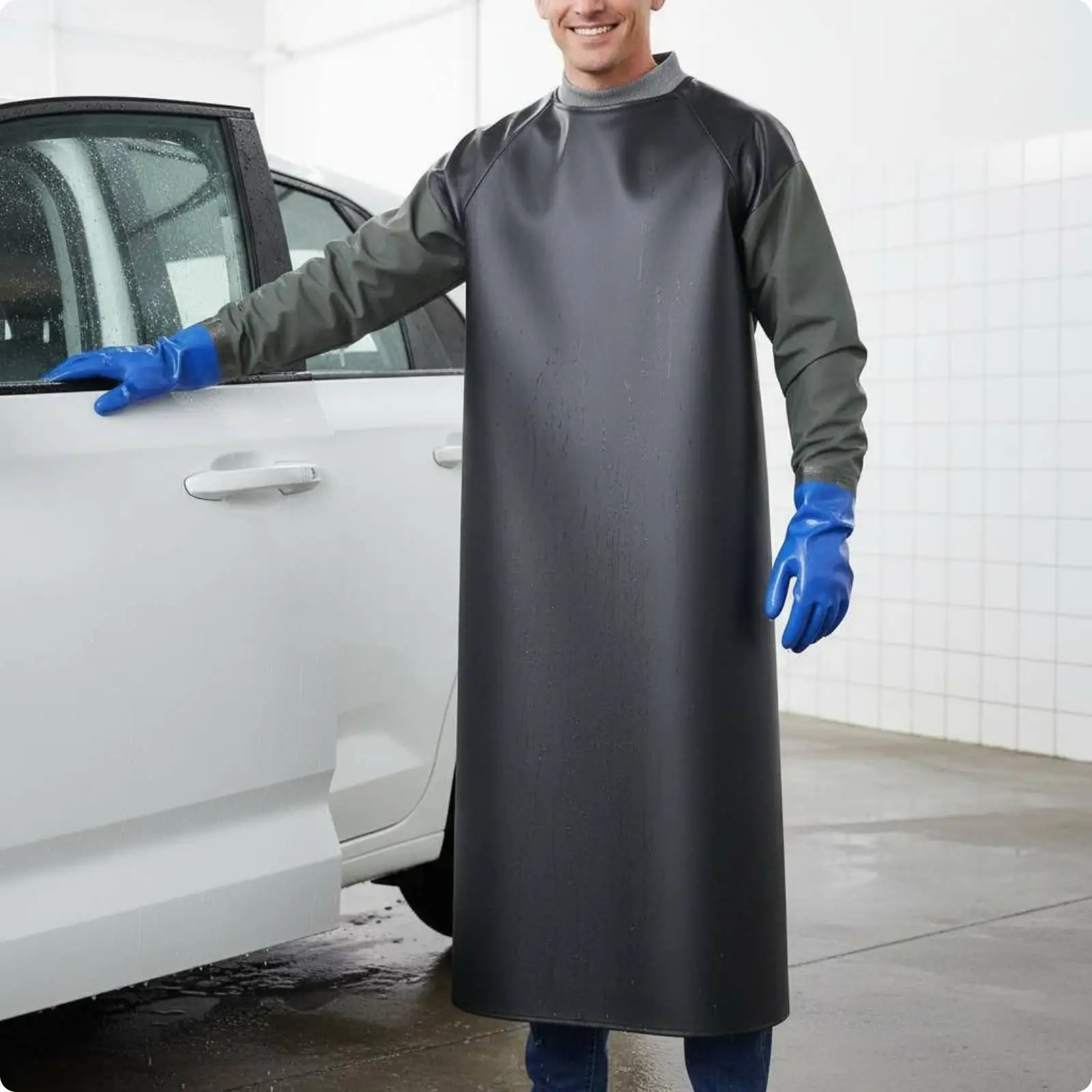 Full Body Waterproof Apron Gloves Kitchen Workwear Heavy Duty Waterproof Apron Pocket for Seafood Cleaning and Washing