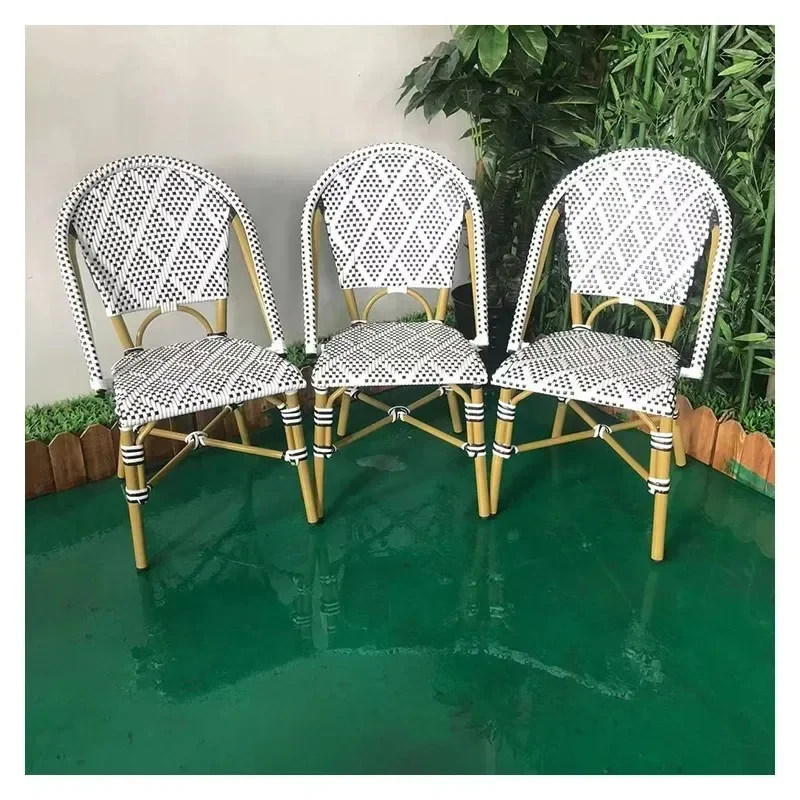 Milk tea shop, cafe, restaurant, stackable woven rattan chairs, courtyard garden balcony leisure chairs