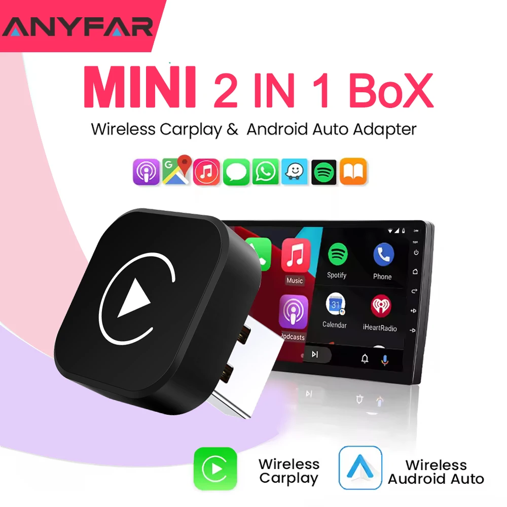 2 في 1 جديد لاسلكي CarPlay أندرويد محول السيارات USB دونغل الذكية صندوق صغير التوصيل والتشغيل العالمي لشركة فولكس فاجن تويوتا نيسان هوندا