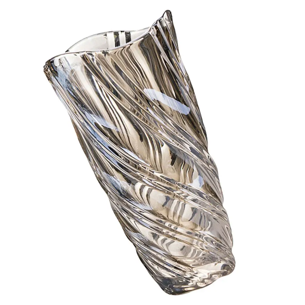 1Pcs Glass Flower Vase Brown Decorative For Office Desk Decor Fall Decor Crystal High Temperature Fired Plant Vessel