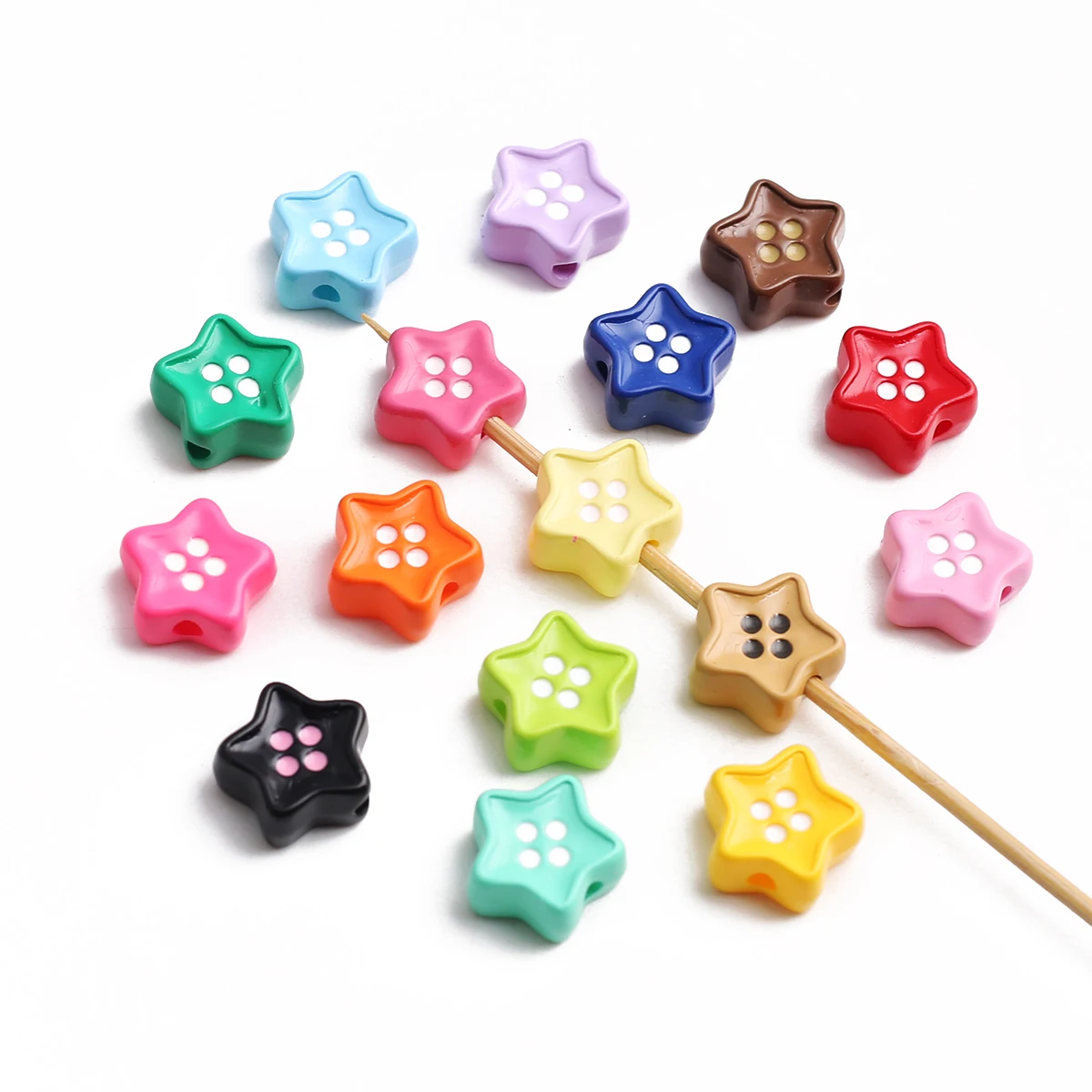 20pcs 12mm Classic Small Flower-Shaped Acrylic Button Beads & Bead Assortments With Through Holes, Ideal For DIY Crafting