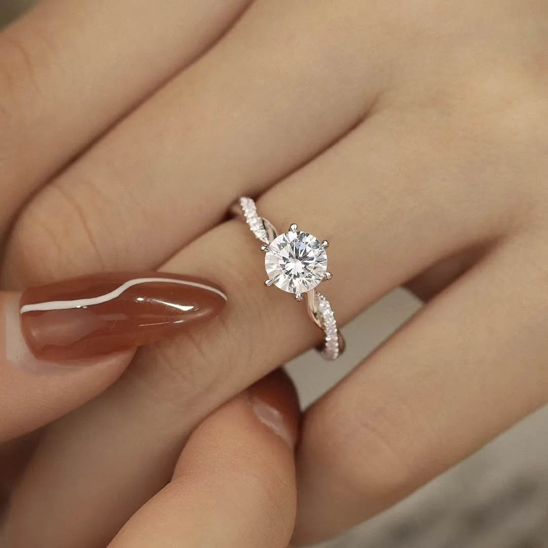 

Luxury 18K Solid Platinum PT950 certifid 1 Carat Classic Six Claw Moissanite Ring Women Elegant Jewelry Gift Wedding Ring