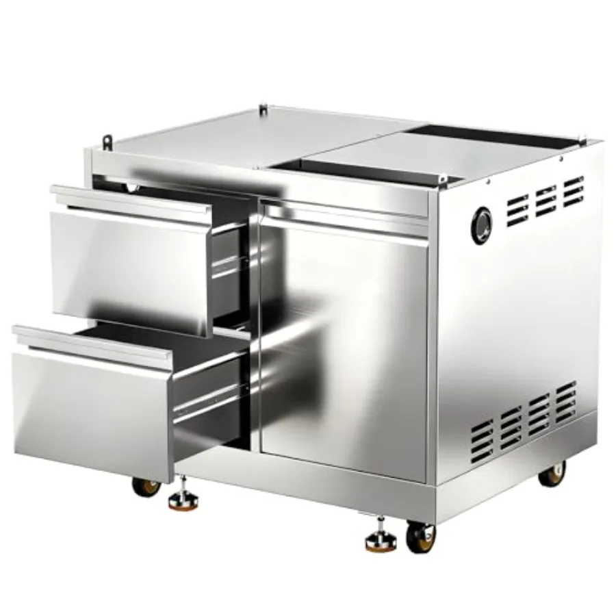 

Outdoor Kitchen Cabinets for Built-in BBQ Grill with 2 Drawers and Propane Tank Storage Stainless Steel 30 Inch Propane Grill C