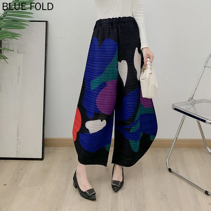 MIYAKE Printed Pleated Harem Pants Autumn New Style Casual Women's Trousers Slim Wide-leg Pants Versatile PLEATS Women Pants