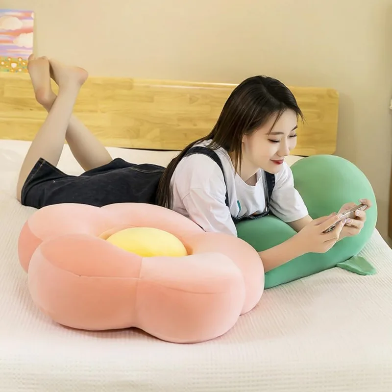 Large Flower Plush Body Pillow Long Sofa Decorative Stuffed Body Pillow Cute Sunflower Sleeping Back Cushion Living Room Decor