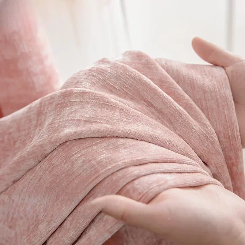 

Pink Curtains for Living Room Blackout Bedroom Double-sided Chenille Cashmerechildren's Princess Warm Thickened Jacquard