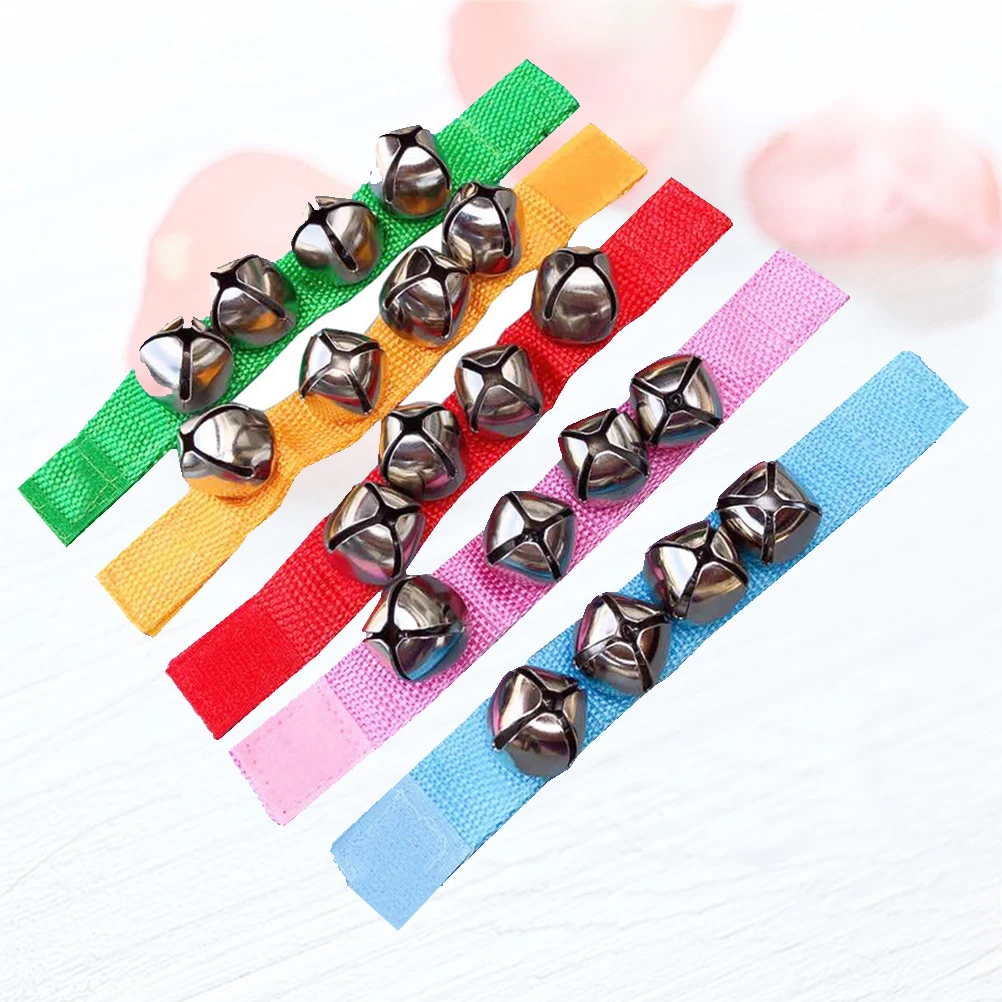 

5Pcs Infant Bell Bracelets Kids Wrist Rattle Durable Safe Dance Performance Cheerleading Accessories Blue Pink Red Yellow Green