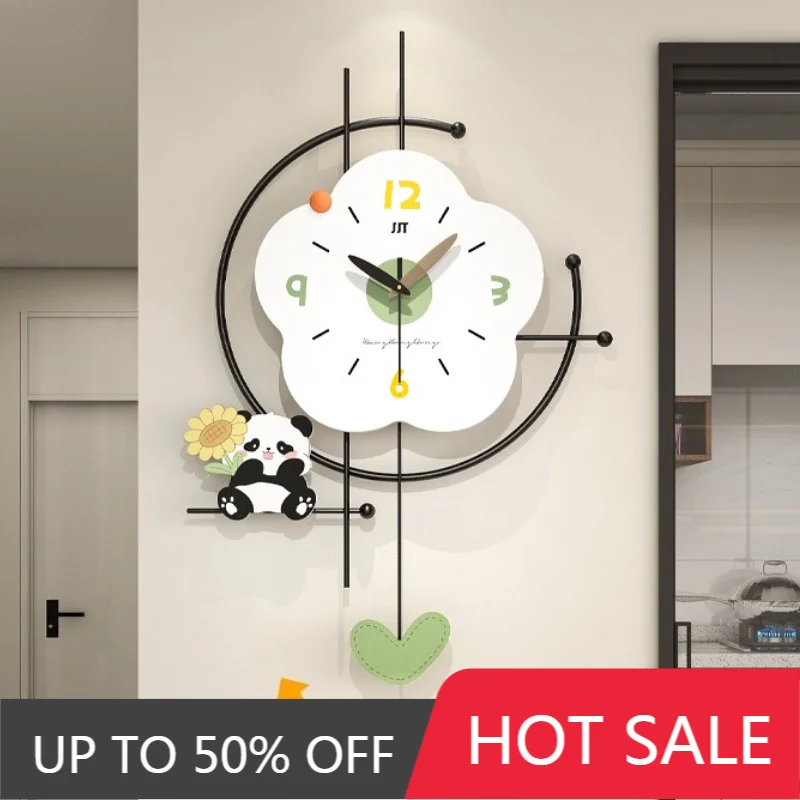 Panda Wall Clock Creative Cartoon Wall Clocks Modern Minimalist Household Clock Living Room Aesthetic Decoration Accessories