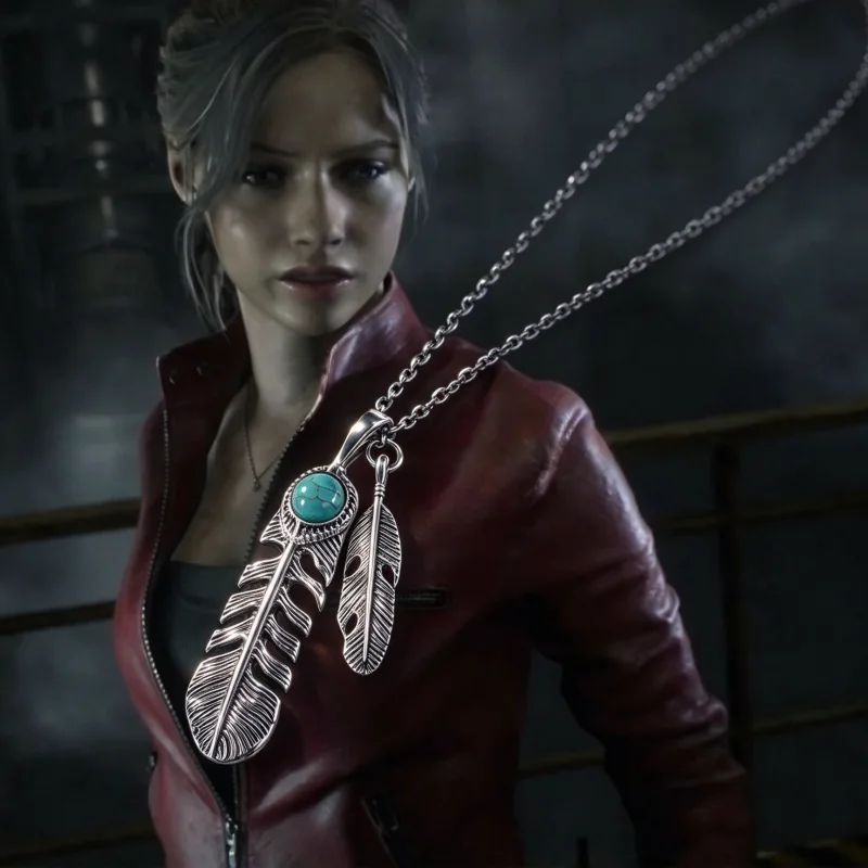Resident Evil ClaiRe ReDfield Feather Necklace Cosplay Prop Game Anime Custom Cosplay Accessory Unisex Pendant Gift for Fans