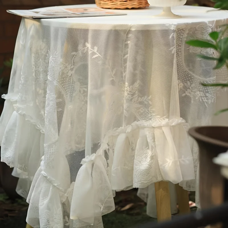 Rustic Vintage Lace Tablecloth - Round & Rectangular Multi-Size Universal, Decorative Cloth for Dining Table & Coffee Table