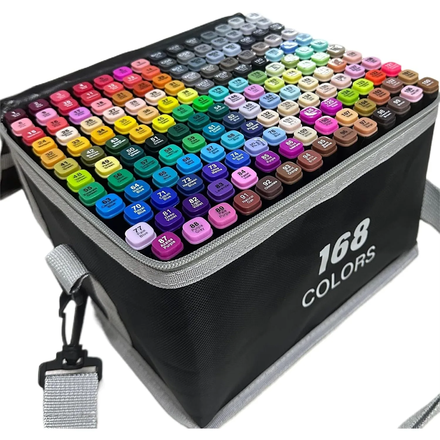 

168-Color Dual-Tip Markers Set with Shoulder Bag, Art Markers for Coloring Drawing Sketching, Gift for Kids Teens Artists