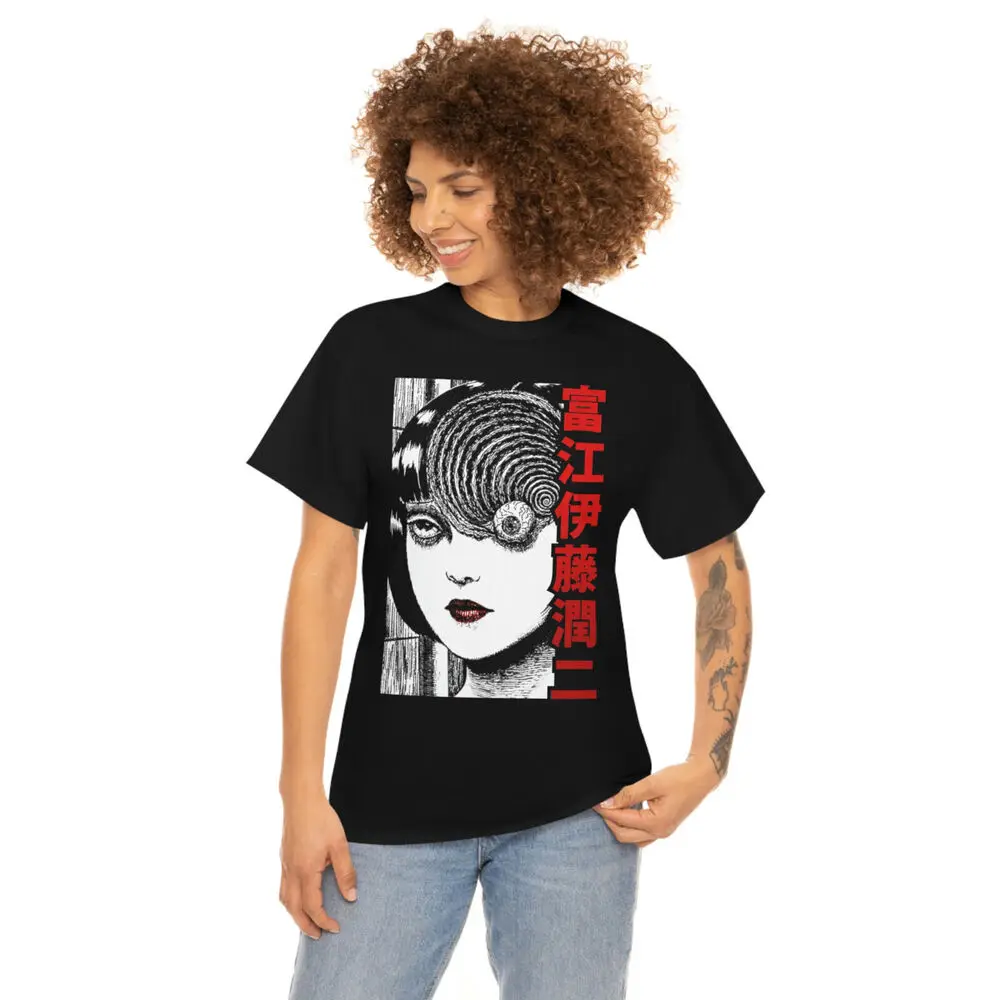 Unisex de manga curta t-shirt, anime, uzumaki, junji ito, tomie, horror, mangá