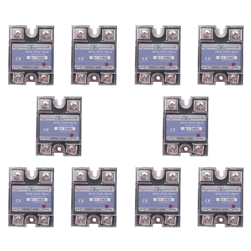 A52T 10X SSR 25A 3-32V DC To 24-480V AC Single Phase Solid State Relay DC Control AC MGR-1 D4825 Load Voltage