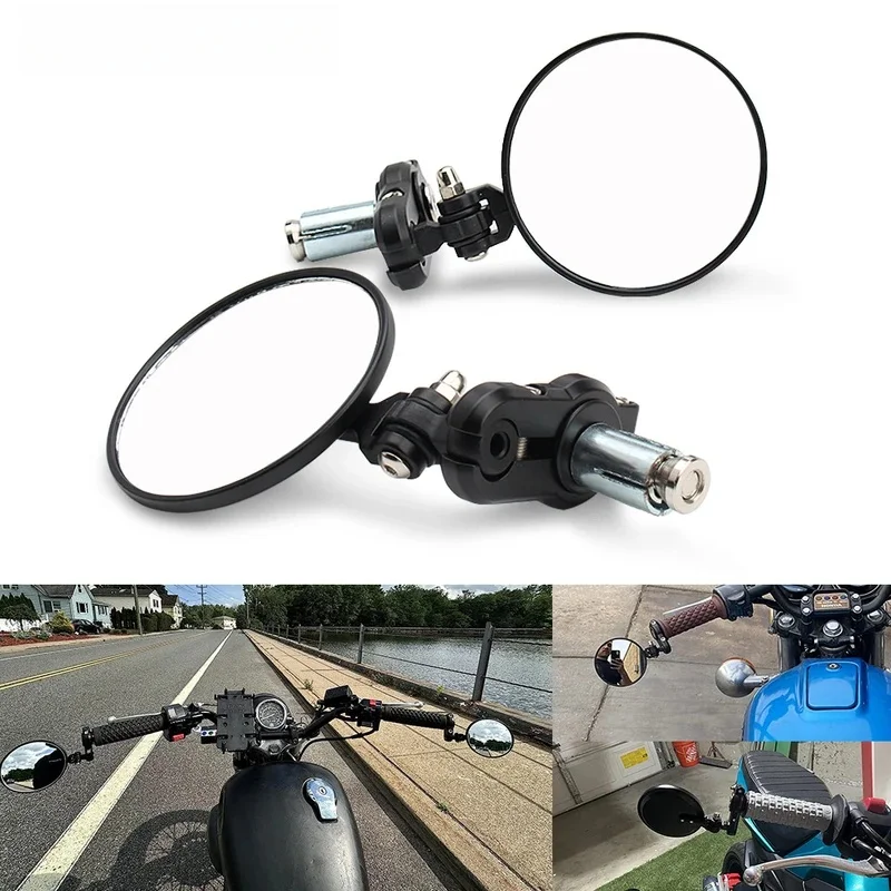 1Pair Motorcycle Rear Side View Mirror Accessories 22MM Rearview Roll Bar Cage Parts Universal Motobike Bar End Rearview Mirrors