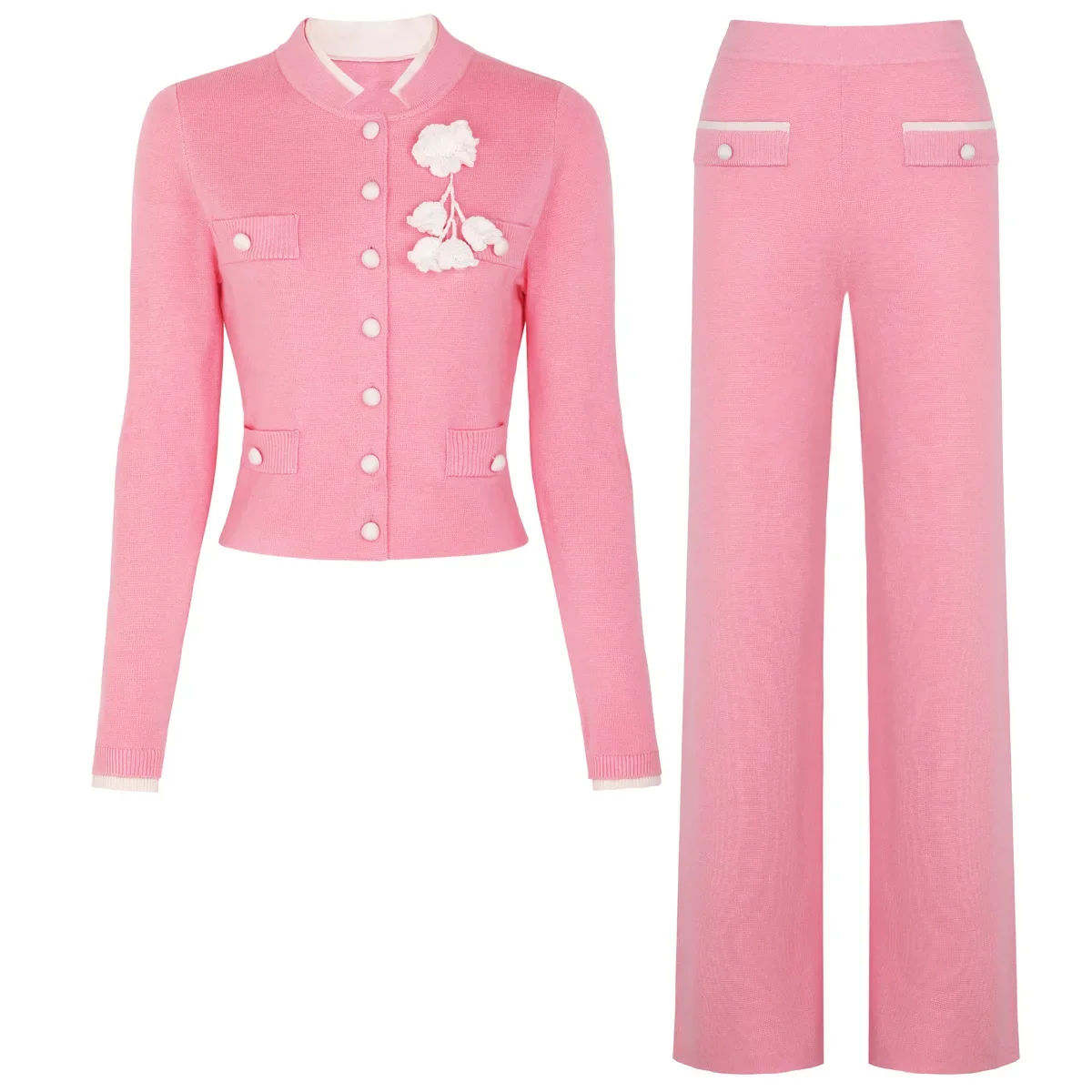 Elegant Commuter Women's Two-Piece Set High-end Autumn Clothes New Knit Set Fashion Long Sleeve Slim Cardigan Top Pants Suit