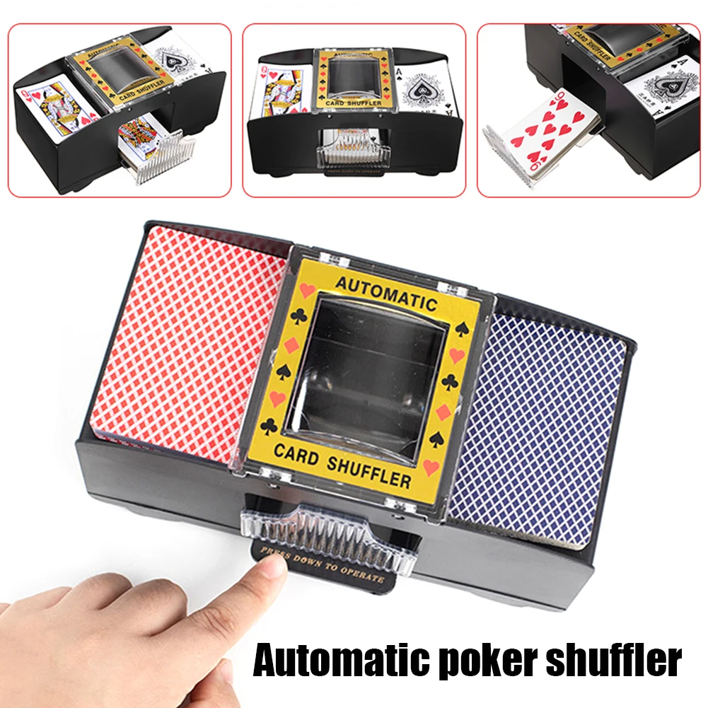 2 4 6 Deck Playing Cards Automatic Card Shuffler USB Rechargeable Electric Shuffler for Poker UNO Card Games Home Party Use Card