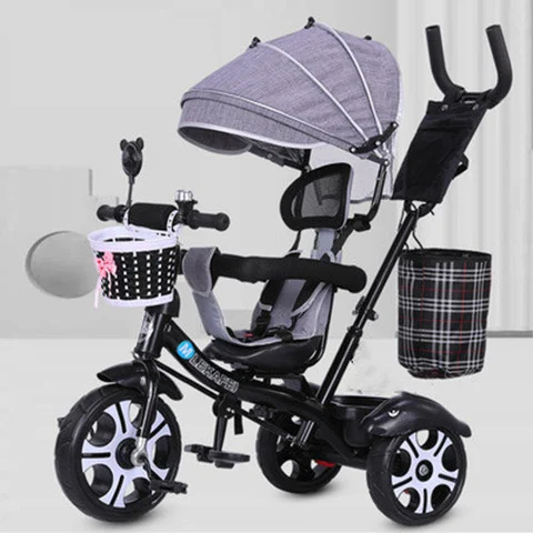 LazyChild Rotatable Seat Children\'s Tricycle 1-5 Year Old Baby Bicycle Bike Baby Stroller With Awning 2023 New