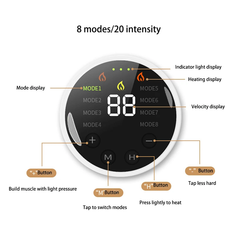 Controle de temperatura do controle remoto, aquecimento do Ems do pulso, massagem micro-atual, compressão quente do músculo, braço, 3 velocidades