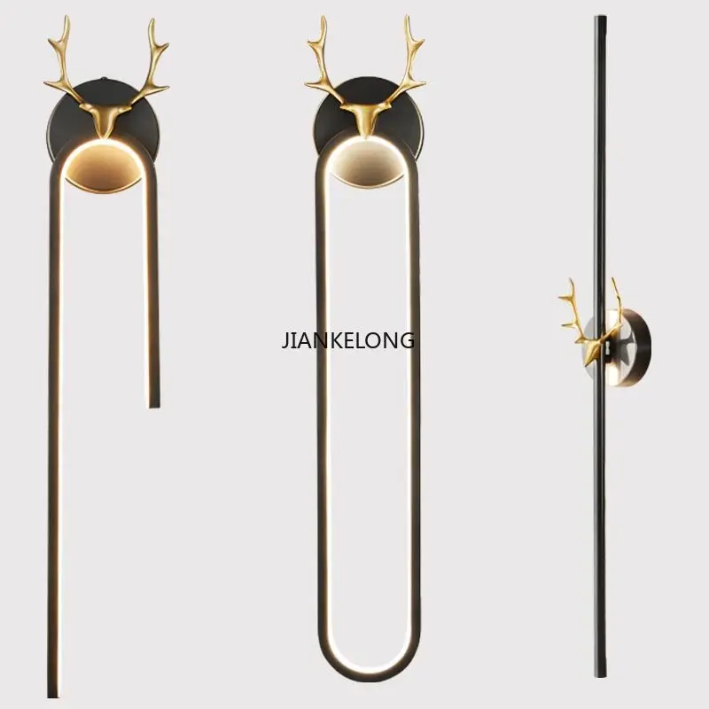 Led Mirror Light Modern Living Room Decor Home Appliance Bedside Wall Sconce Lamp Real Copper Ceiling Light Fixture Antler Black