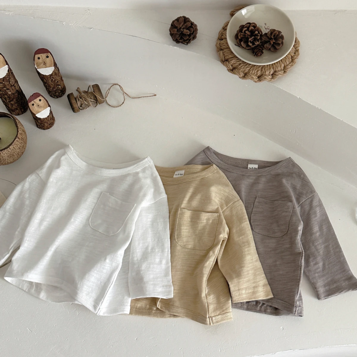 Frühling/Herbst Baby T-Shirt aus Reiner Baumwolle für Kleinkinder Einfarbiges Lockeres Dünnes Bequemes Oberteil für Jungen und Mädchen 0-3 Jahre – Detail 3