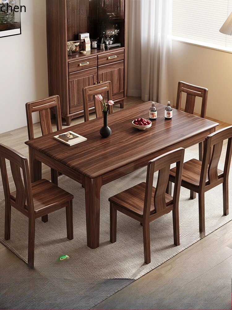 

LXC all-solid wood dining table and chair combination simple small apartment solid wood rectangular square dining table