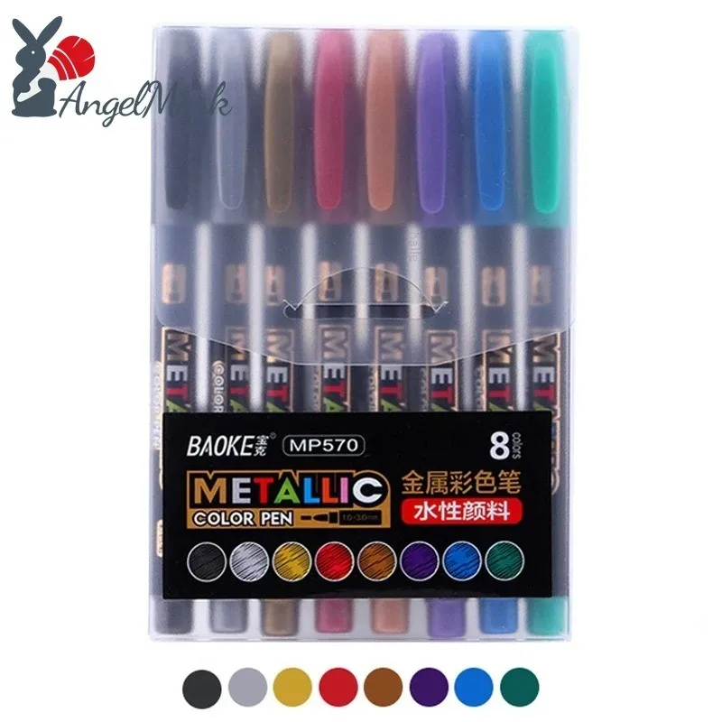 8 Colors/set Metallic Water Paint Marker Pen DIY glass Ceramic Graffiti Drawing Multi-purpose Craftwork Pen Art Stationery