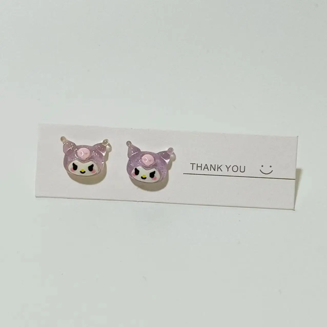 Sanrio Fine Glitter Earrings Japanese Style Cute Kuromi Sweet Girl Heart Ear Clip Cartoon Pacha Dog Transparent Earrings