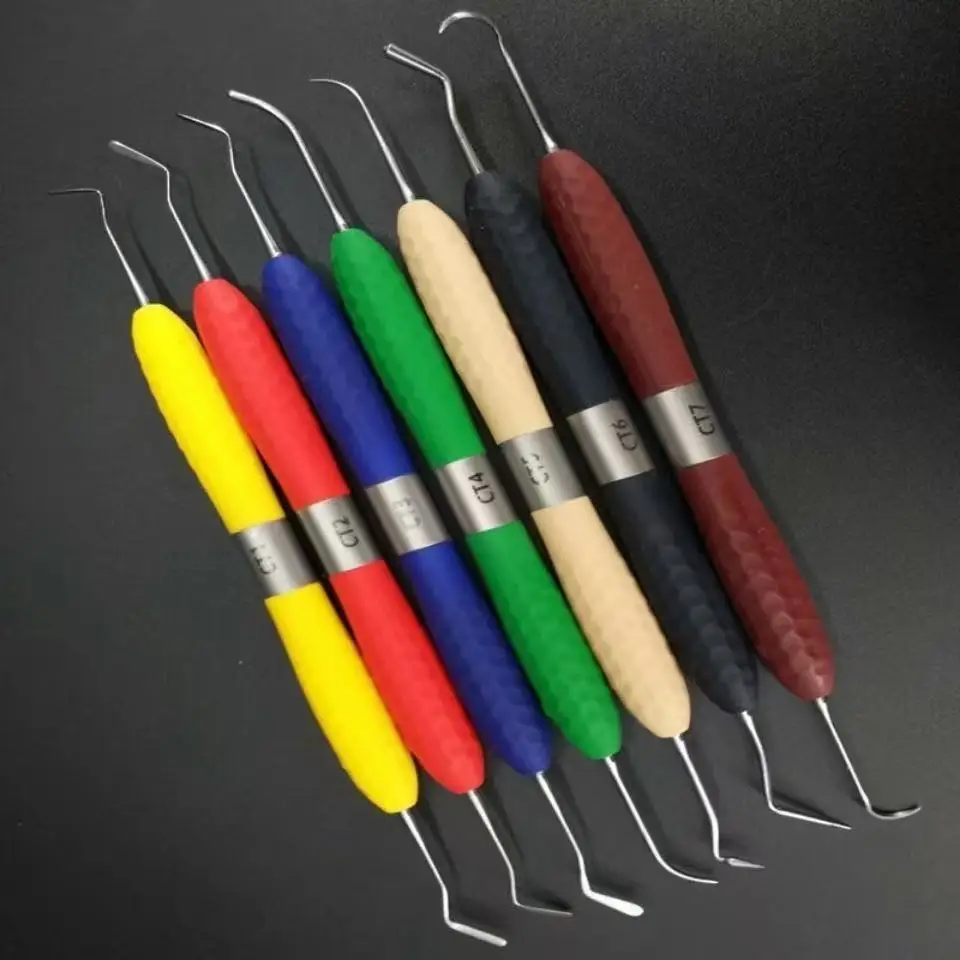 

7Pcs Dental Resin Filling Trimming Tools Set, Anti-Slip Silicone Handle, Autoclavable for Oral Clinic Restoration