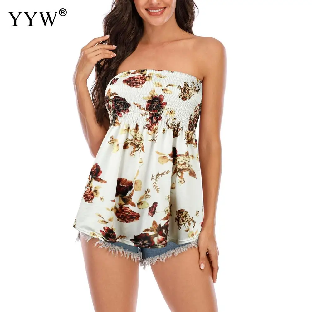 

Camis Backless Casual Tube Top Female Sleeveless T Shirt Sexy Tank Tops Women Spring Summer Beach Floral Print Vest 2022 New