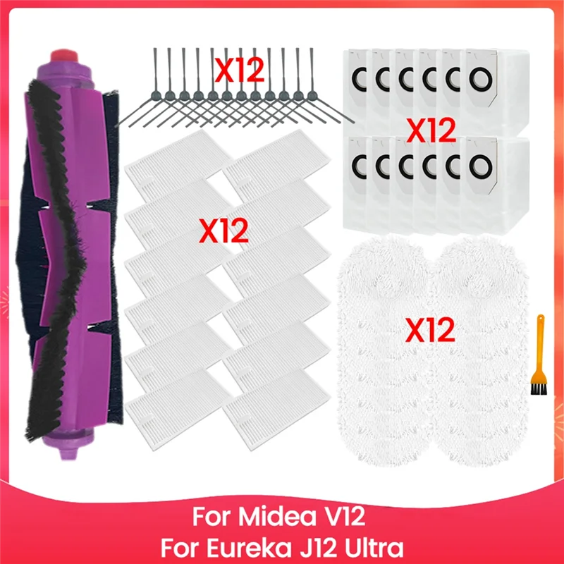 ABVI-50PCS メインブラシダストバッグフィルター Andmop 布セット Formidea V12 / Eureka J12 ウルトラ掃除機交換部品