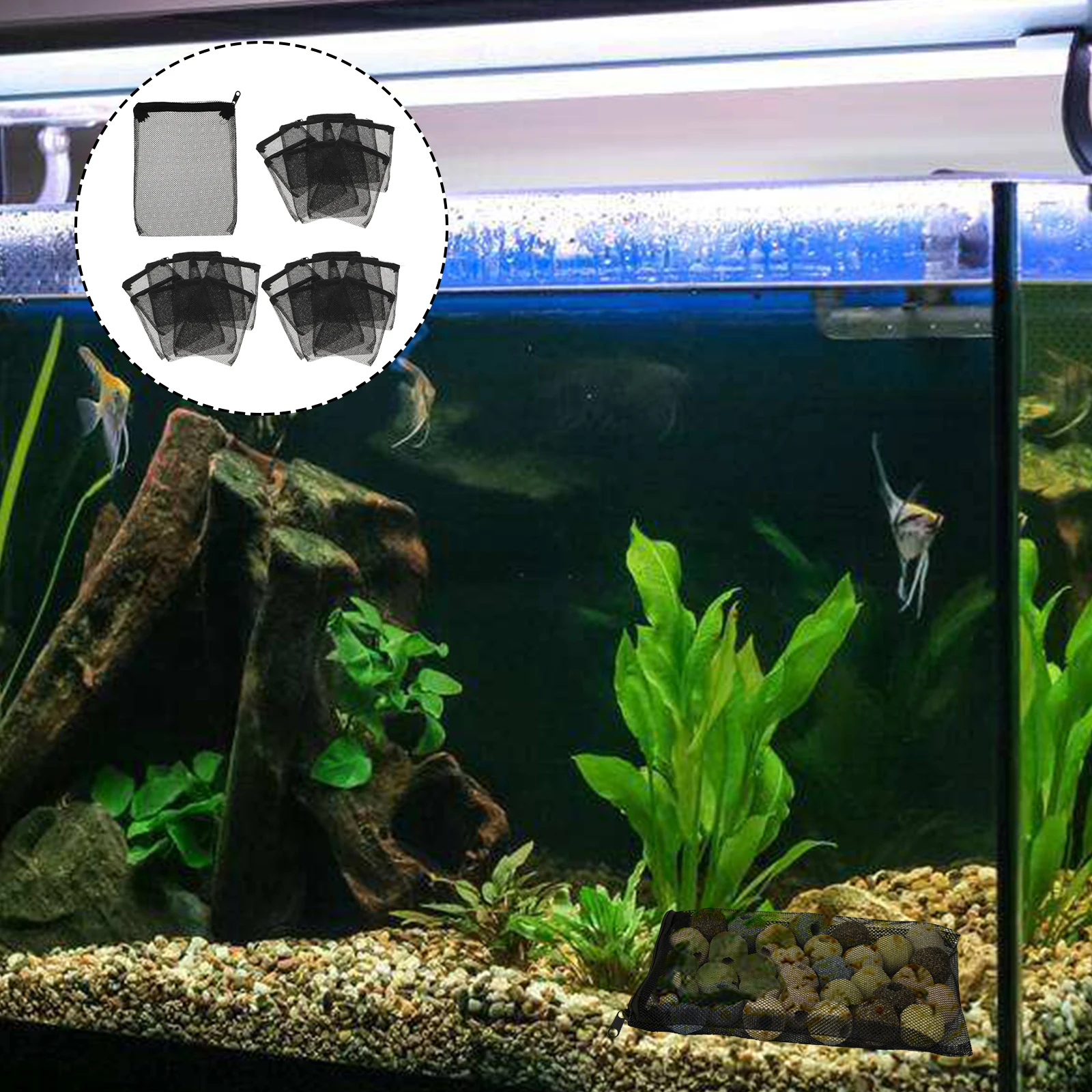 

20 Pcs Filtration Filter Set Fine Mesh Strainer for Fish Tank Drawstring Black Bag