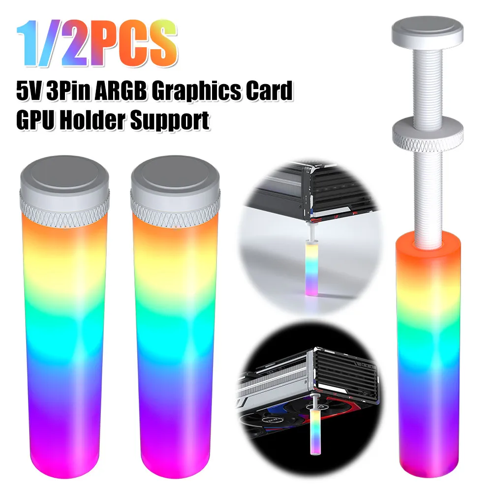 5V 3Pin ARGB Graphics Card GPU Holder Support Adjustable Telescopic Rotary Graphics Card Holder Magnet Base for ATX/MATX/ITX