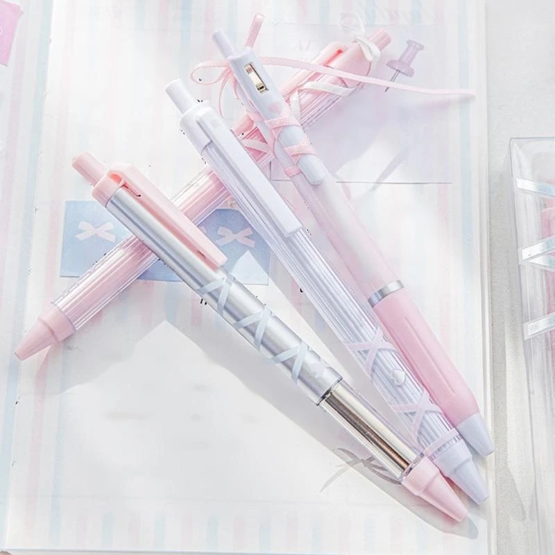 T5EA 4 PCS Ballet Strap Bows Gel Pen Press