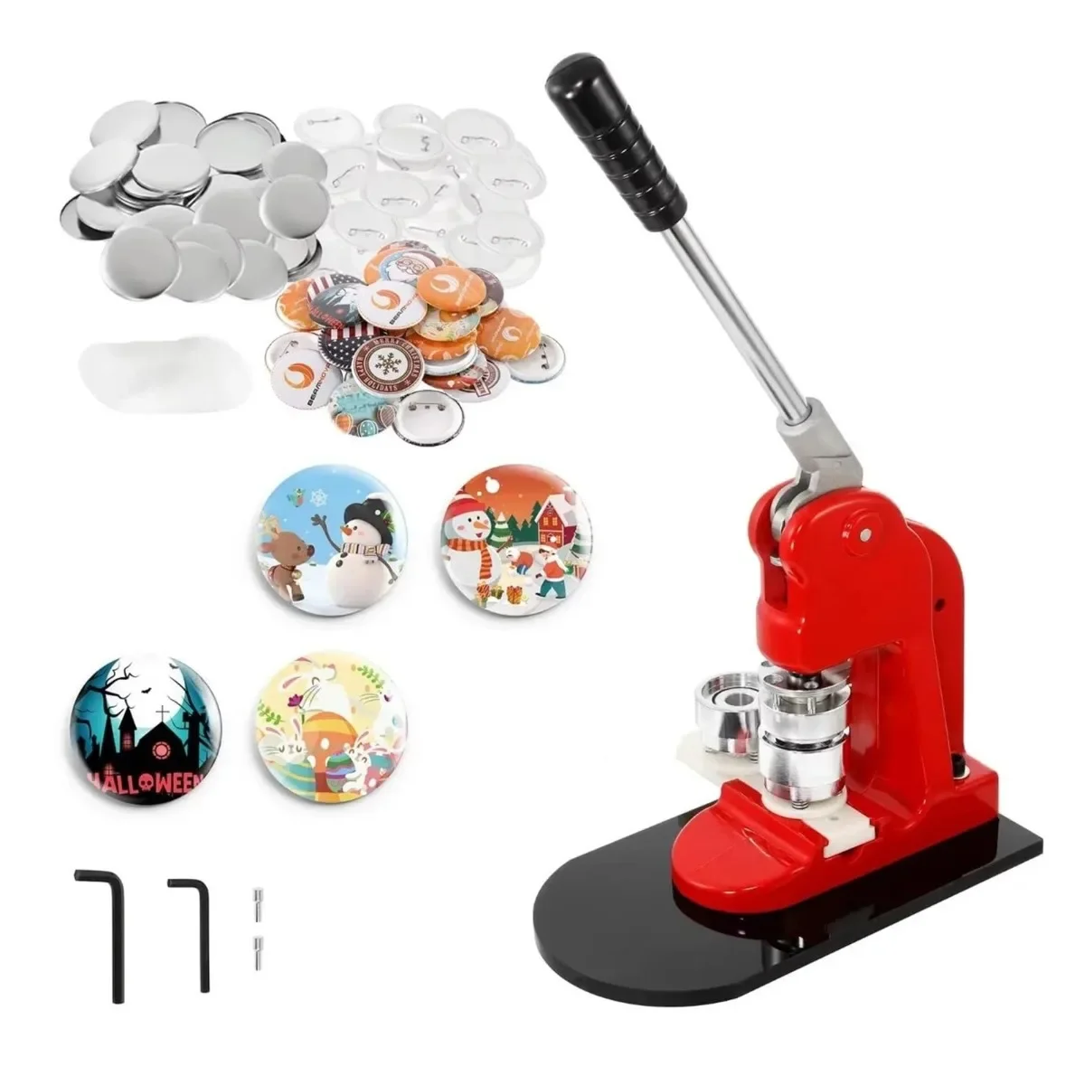 25-75mm Button Badge Maker Machine DIY Pin Press Kit with 100Pcs Button Parts