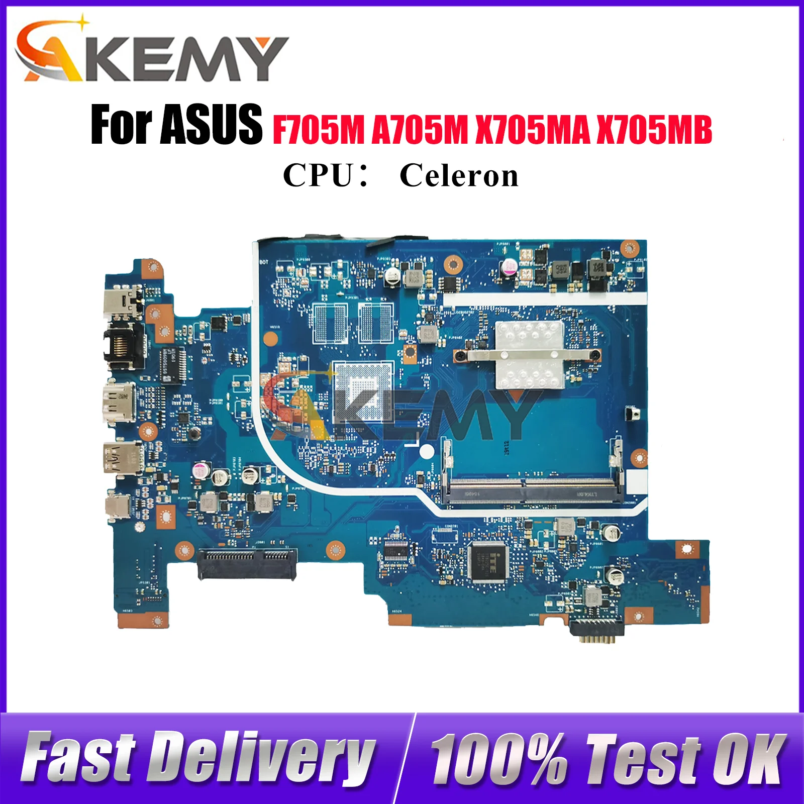 

Материнская плата для ноутбука X705MA ASUS VivoBook A705M X705M X705MB X705MA F705M с процессором Celeron, 100% тестирование, ОК, быстрая доставка
