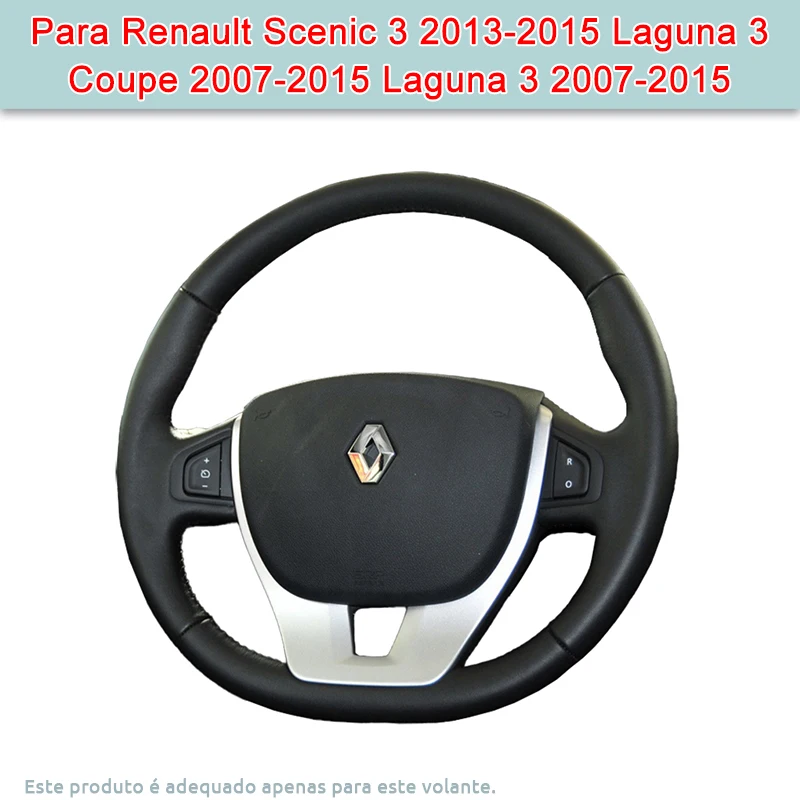 Capa de volante de carro diy para renault scenic 3 2013-2015 laguna 3 coupe 2007-2015 capa de couro artificial volante