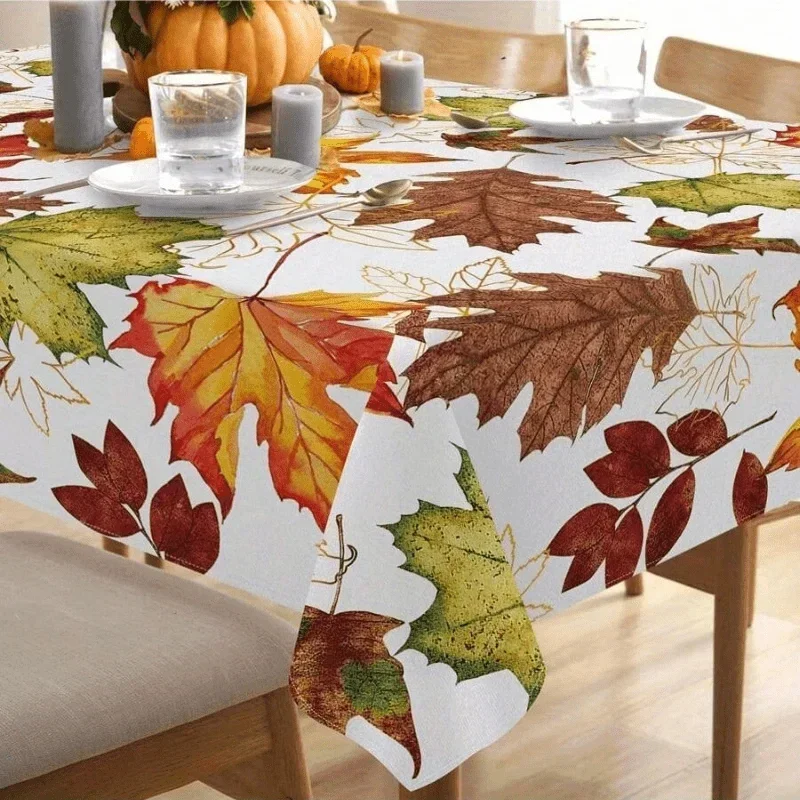 1 PC Thanksgiving rectangular/round tablecloth with a design of abundant harvest season and autumn pumpkins patternxzj