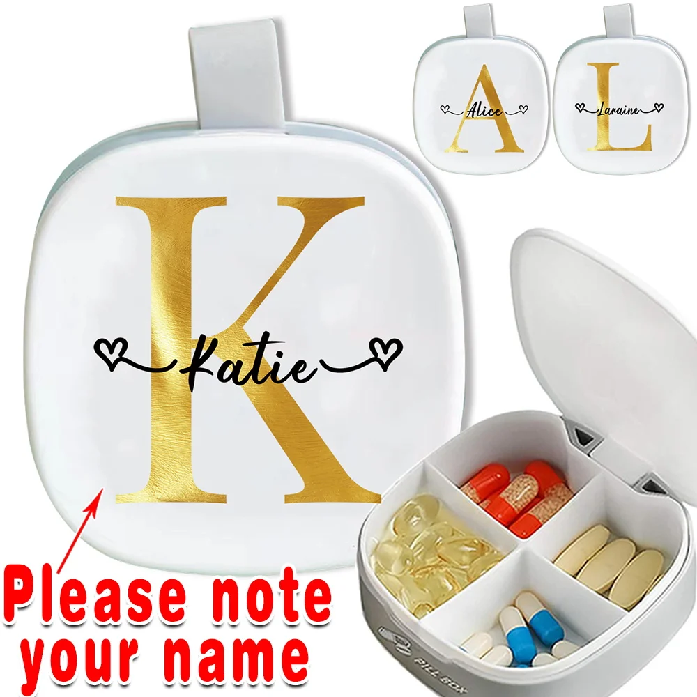 

Customized Name Travel Pill Box Waterproof Medicine Organizer Case Portable Drug Dispenser for Purse Drug Storage Personalized