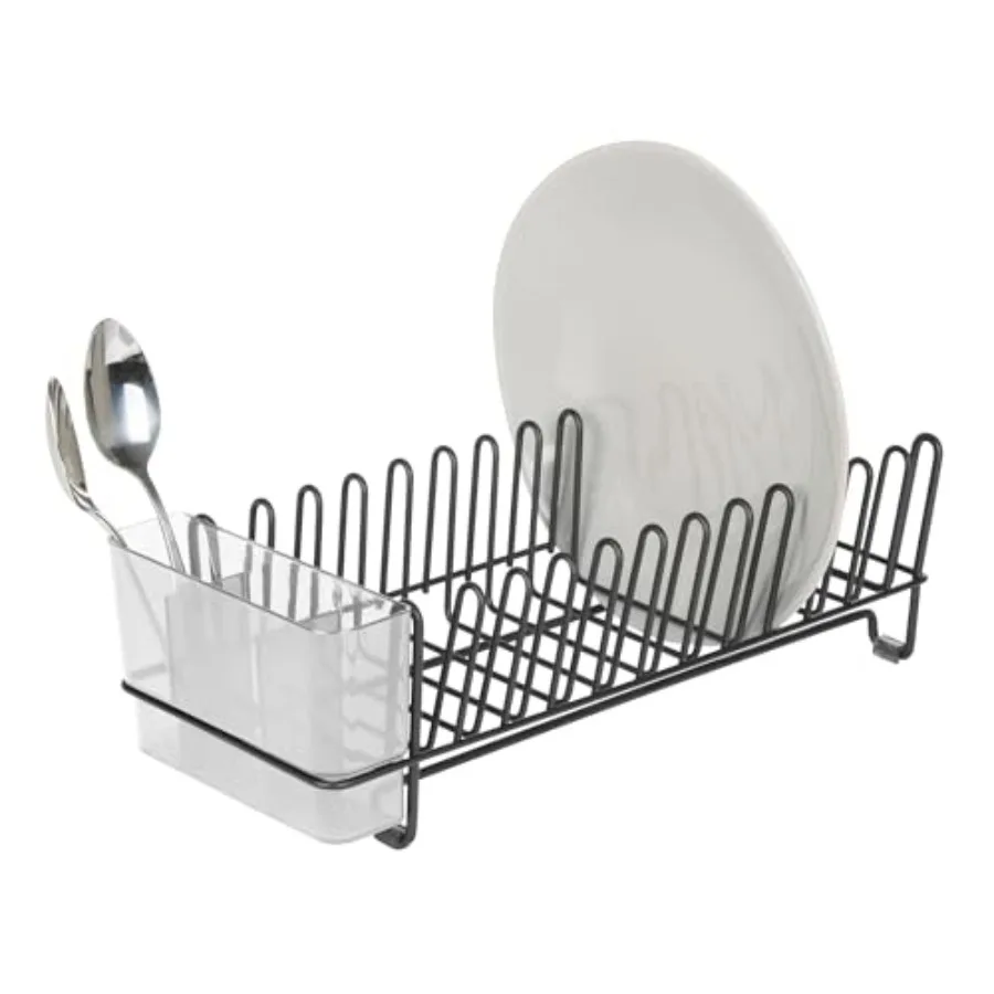 

iDesign Compact Dish Drying Rack for Kitchen Counter Matte Black