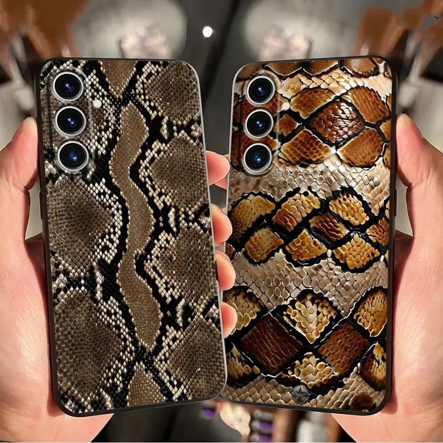 Модный чехол из змеиной кожи для Samsung Galaxy S24 Plus S23 FE S25 Ultra S20 S25+ S9 S21 S22 S24+ Мягкая задняя крышка для телефона