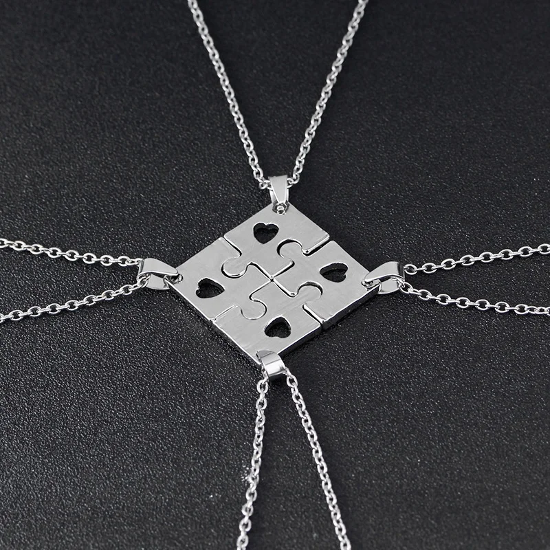 Jewelry Gifts,4 Pcs Best Friend Forever Necklace Puzzle Piece Jigsaw Necklace With Hearts Friendship Necklaces Jewelry Gifts