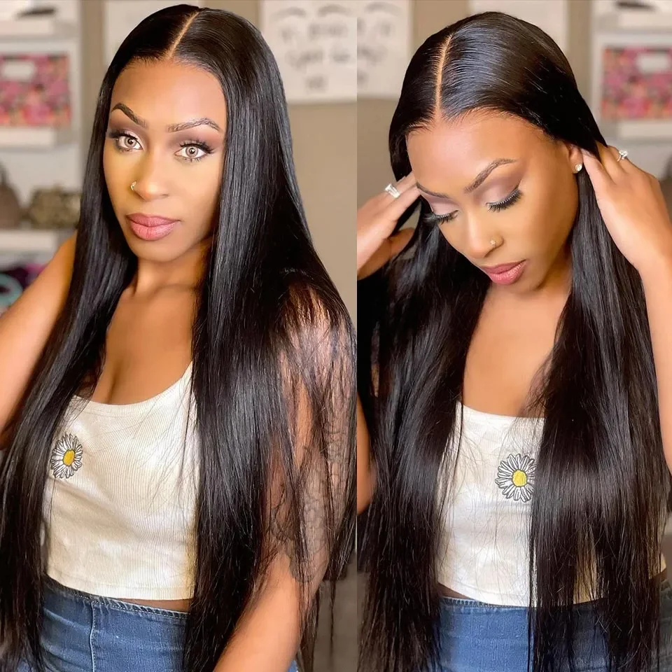 

13x6 Straight Lace Frontal Wig Pre Plucked 13x4 Transparent Lace Front Wig Brazilian Human Hair Wigs For Women 4x4 Glueless Wig