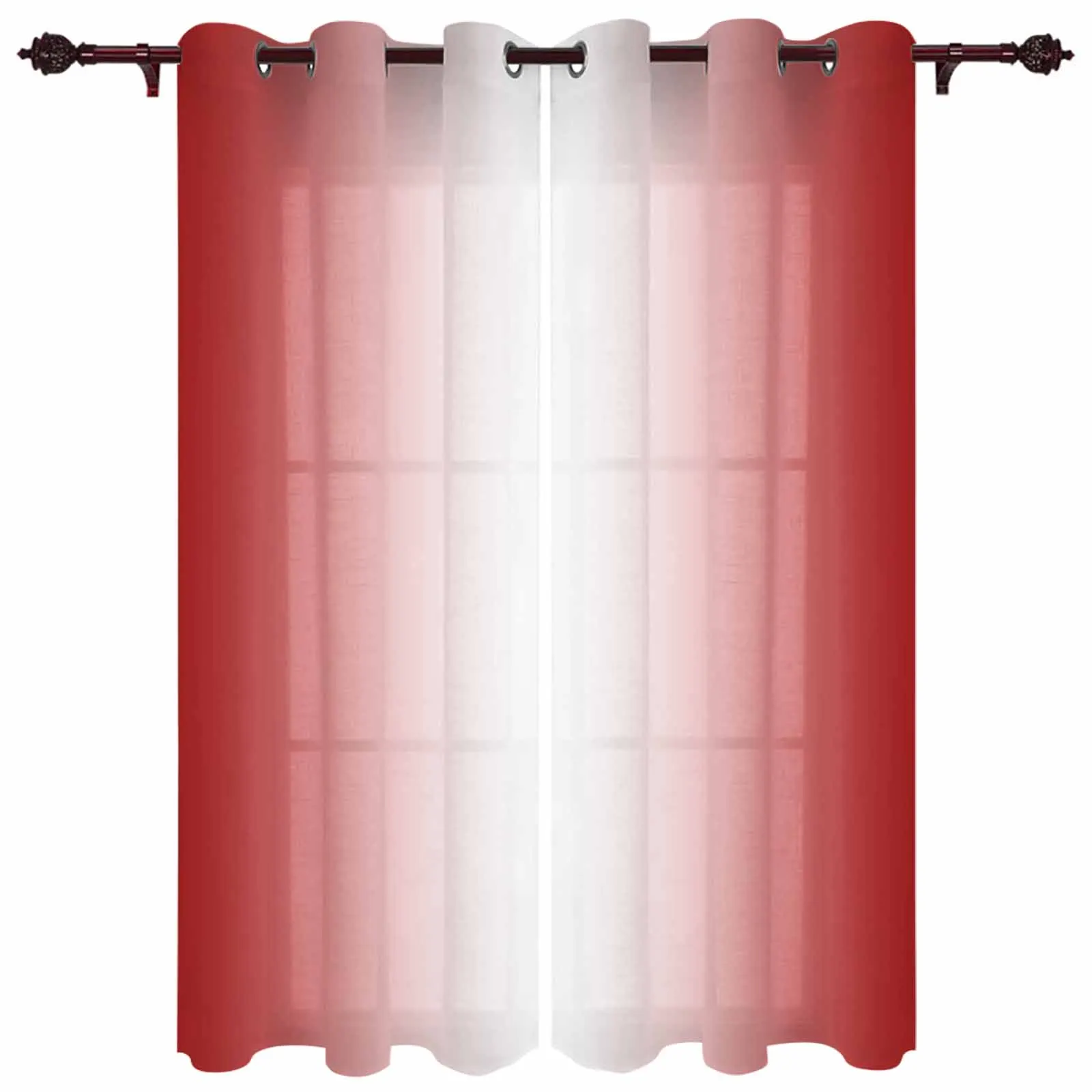 Red And White Gradient Indoor Bedroom Kitchen Curtains Living Room Luxury Drapes Large Curtains Window Treatments