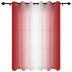 Red And White Gradient Indoor Bedroom Kitchen Curtains Living Room Luxury Drapes Large Curtains Window Treatments