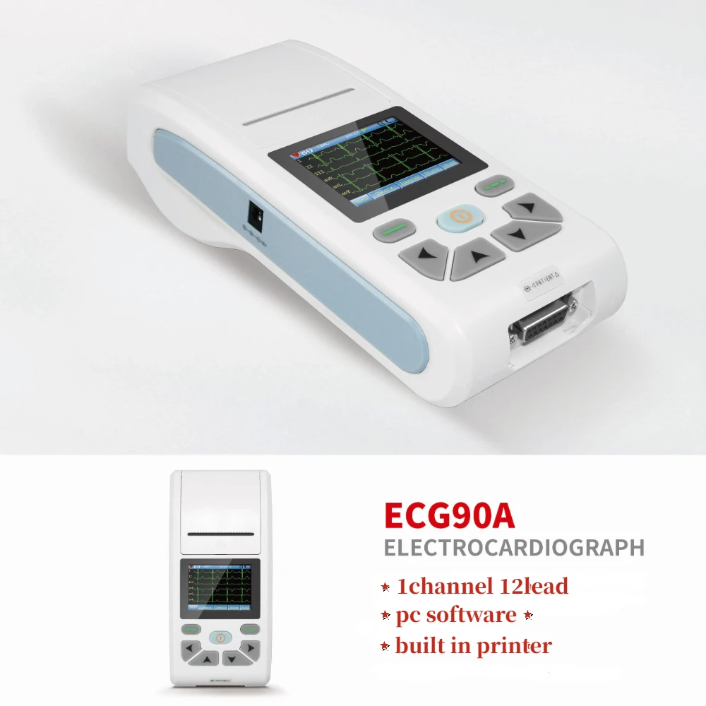 CONTEC ECG90A Touch Screen ECG EKG Machine Electrocardiograph Protable 1 Channel 12 Leads EKG Monitor and PC software Printer